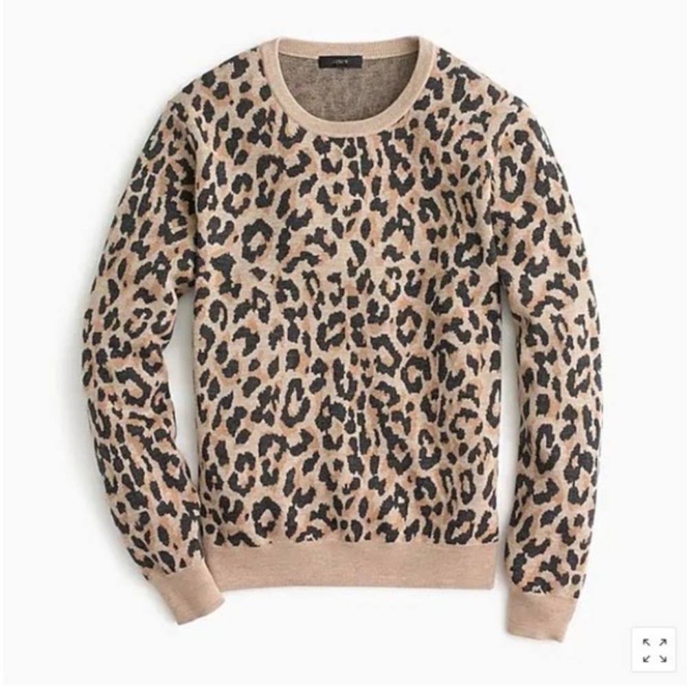Jcrew Merino wool crewneck sweatshirt in leopard